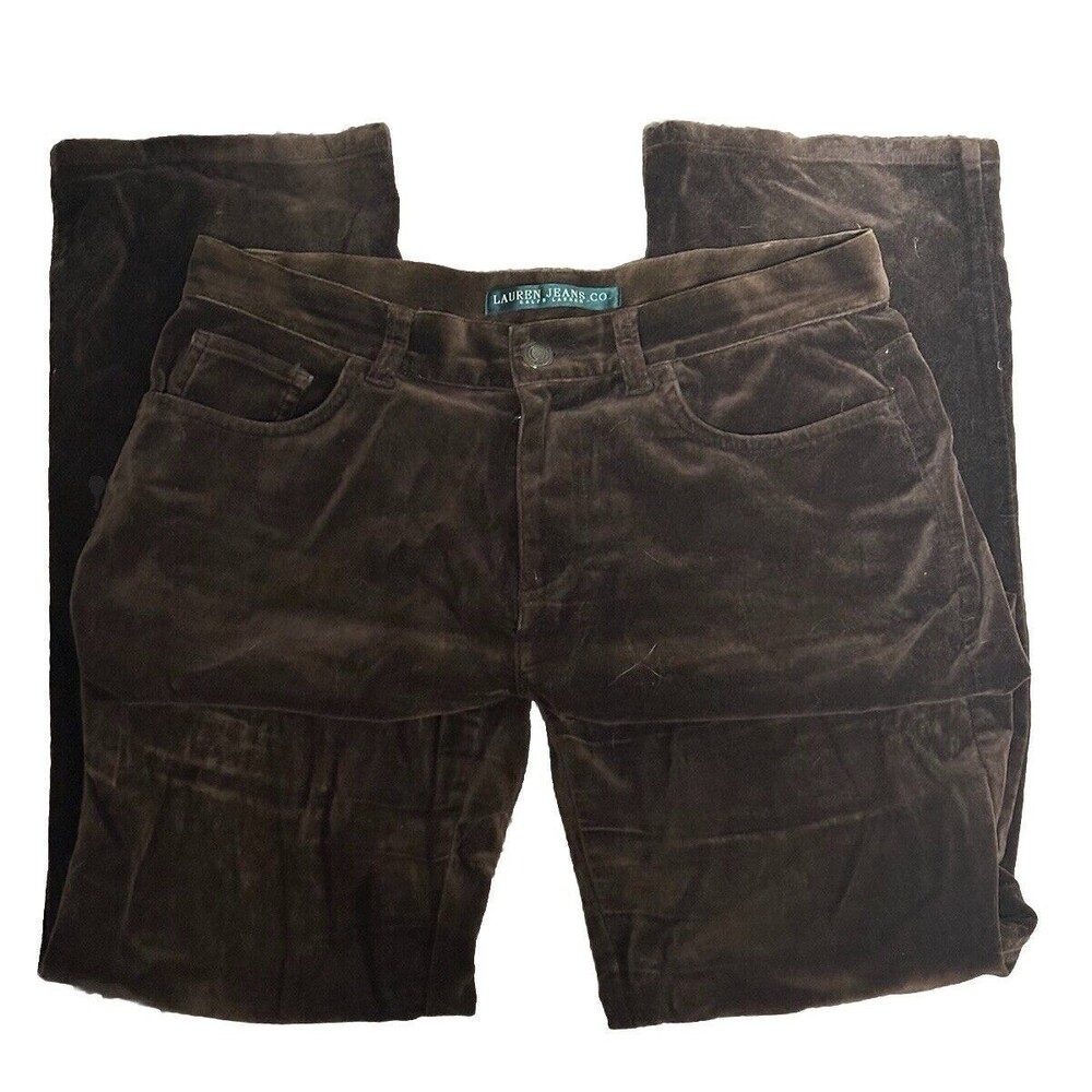 Lauren Ralph Lauren Straight Leg Women's Velvet Pants Size 2 Brown Pants